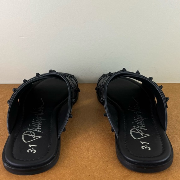 NEW 3.1 PHILLIP LIM BLACK LEATHER SLIDES - Picture 6 of 14